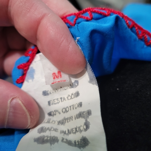 Traditional Mexican Dress turquoise floral embroidery, size Medium - Picture 3 of 5